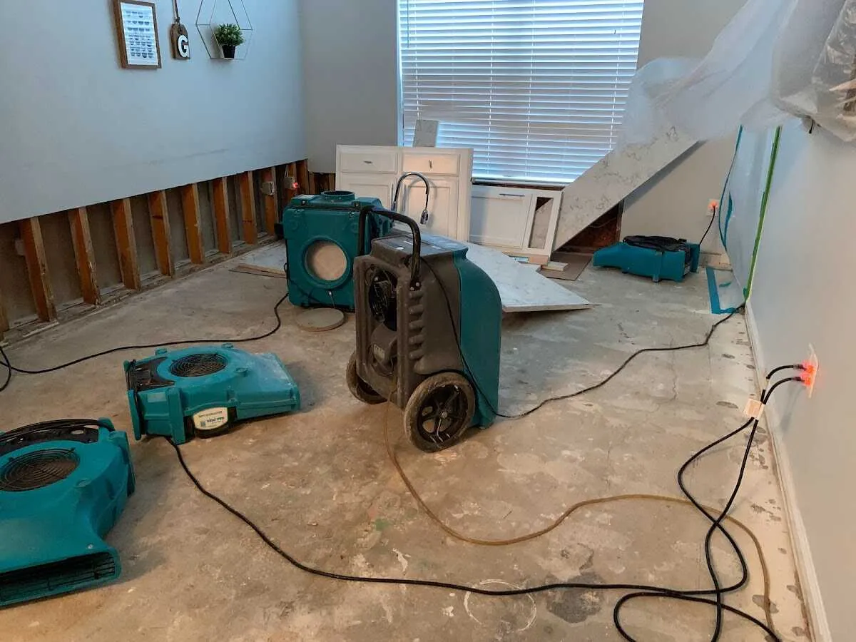 Dehumidifier in flood-cut room for Water Damage Restoration in Augusta