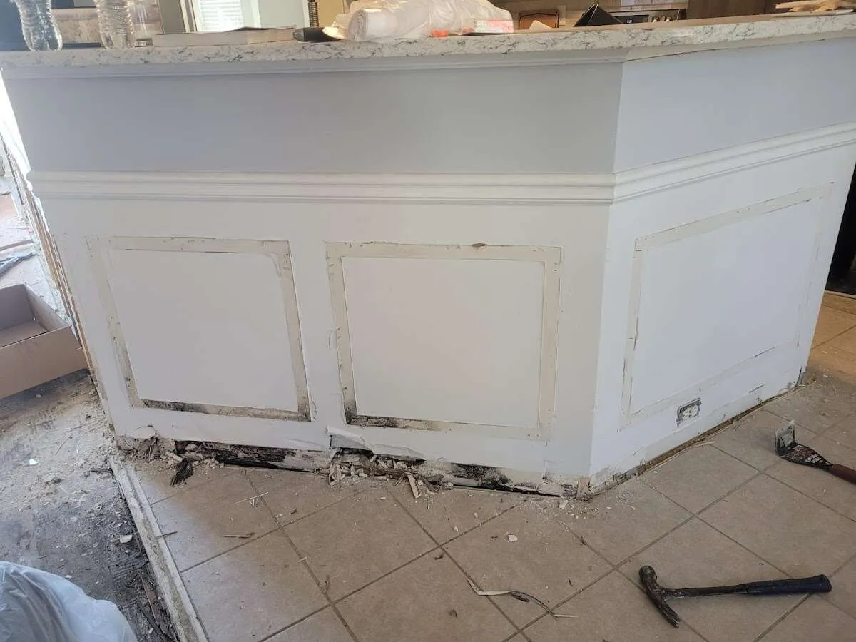 Water damage and mold on kitchen during Storm Damage Restoration in Augusta